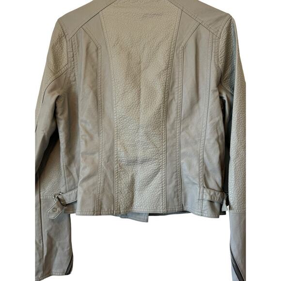 BKE Asymmetrical Zip Front Faux‎ Leather Jacket - Light Gray - Zipper Sleeve - M - Picture 9 of 15